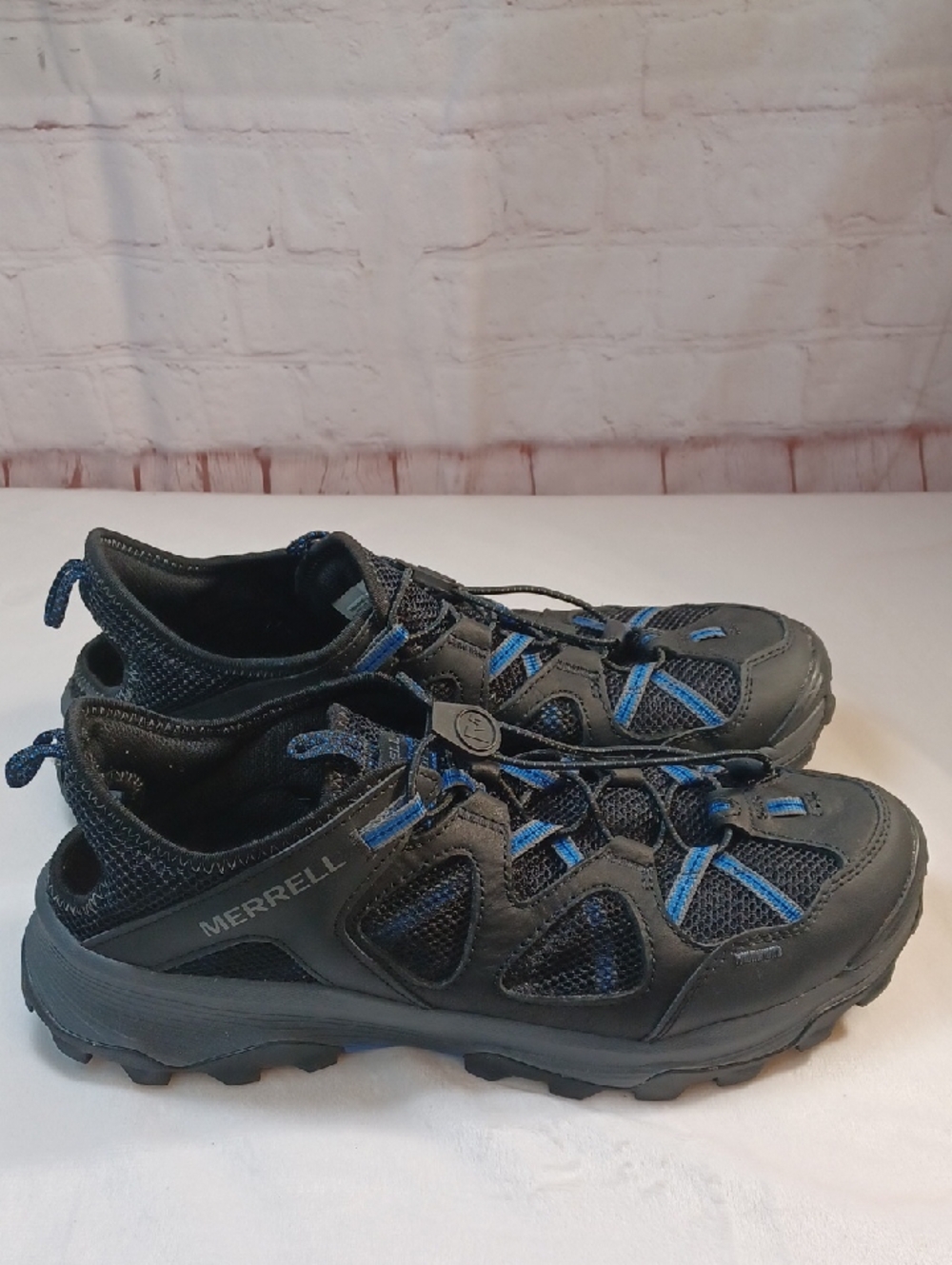 merrell mens size 11 water hiking trail shoes quick lace black blue - Picture 4 of 13